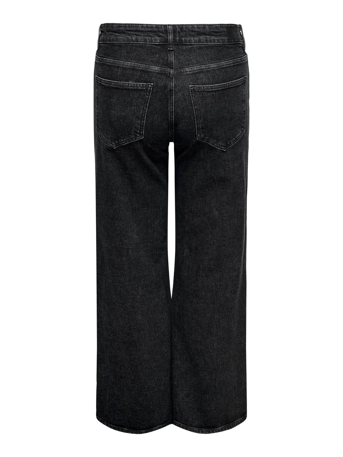 CARJUICY Hohe Taille Weiter Beinschnitt Jeans Washed Black