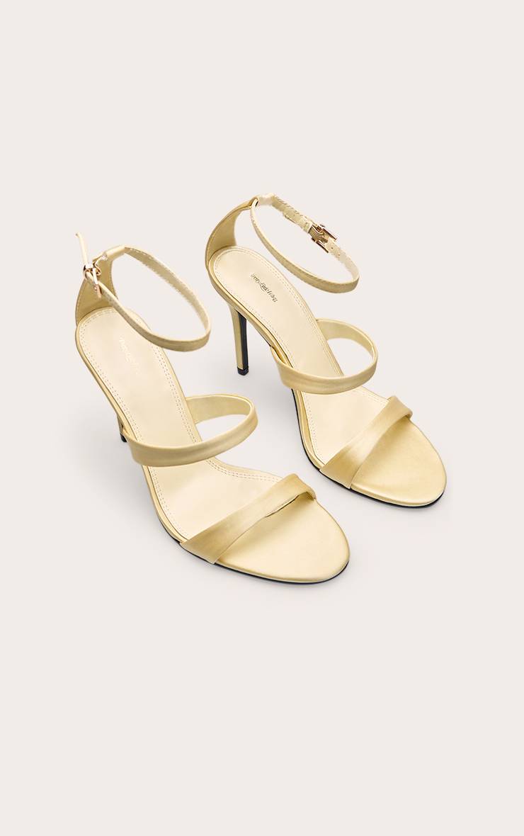 Citron Sandale À Talon Haut En Satin À Double Bride