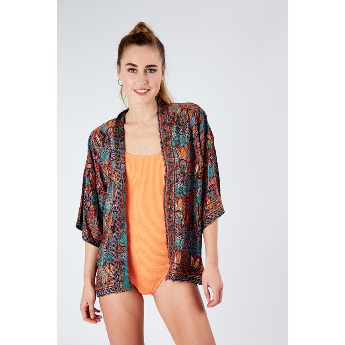 Veritas-Korte kimono print