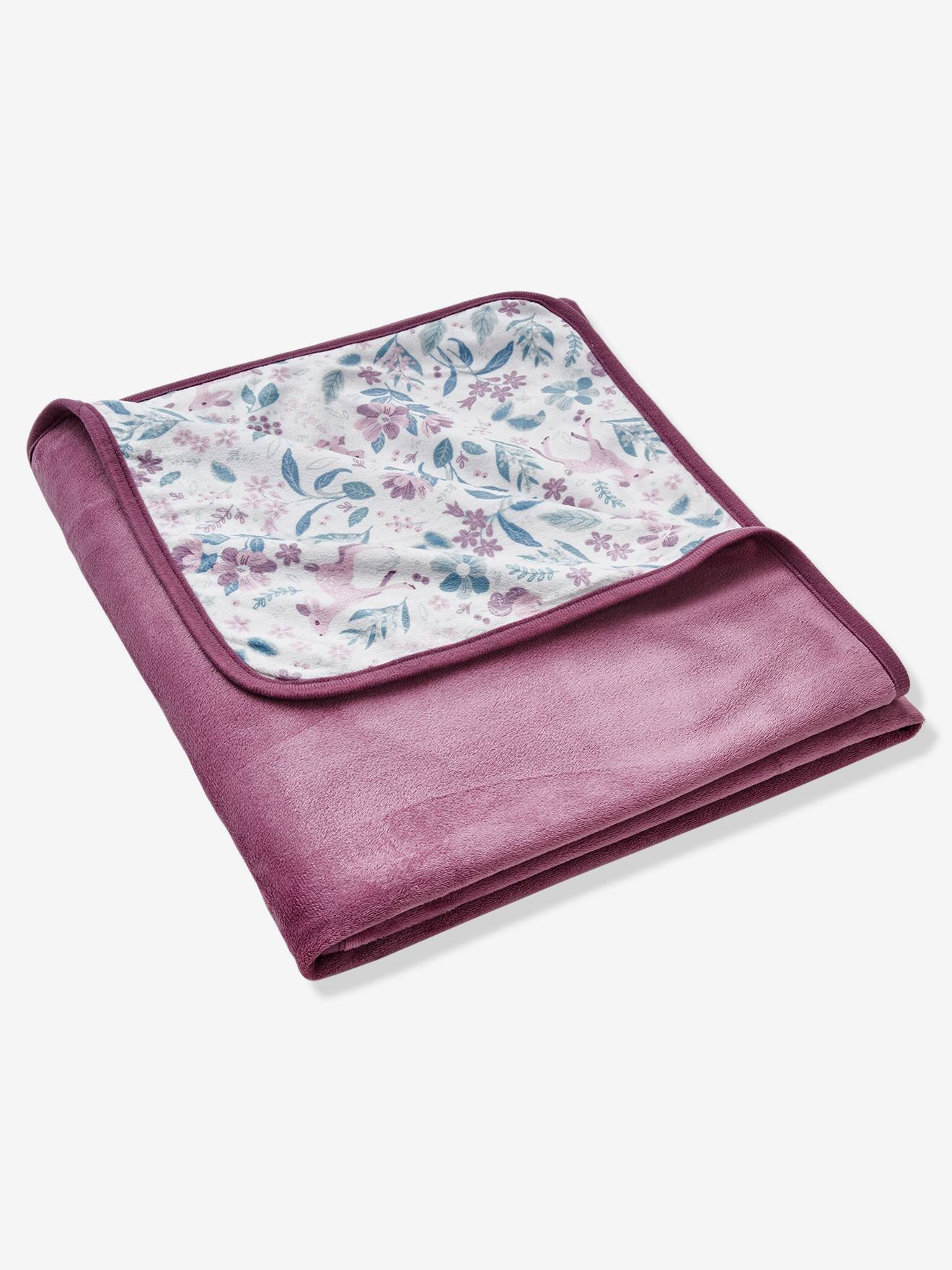 Manta de veludo rosa com estampa 