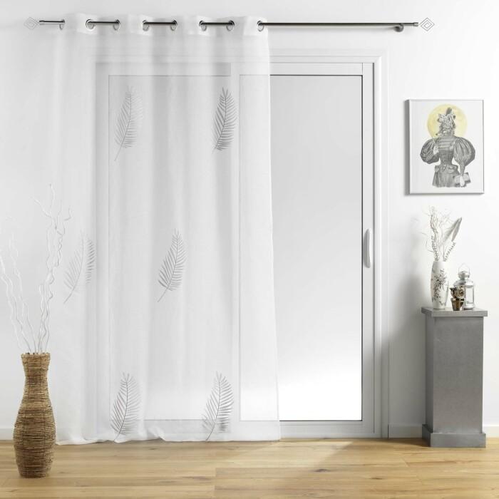 PANNEAU A OEILLETS 140X240CM BRODE METALLISE PALMEOR ARGENT