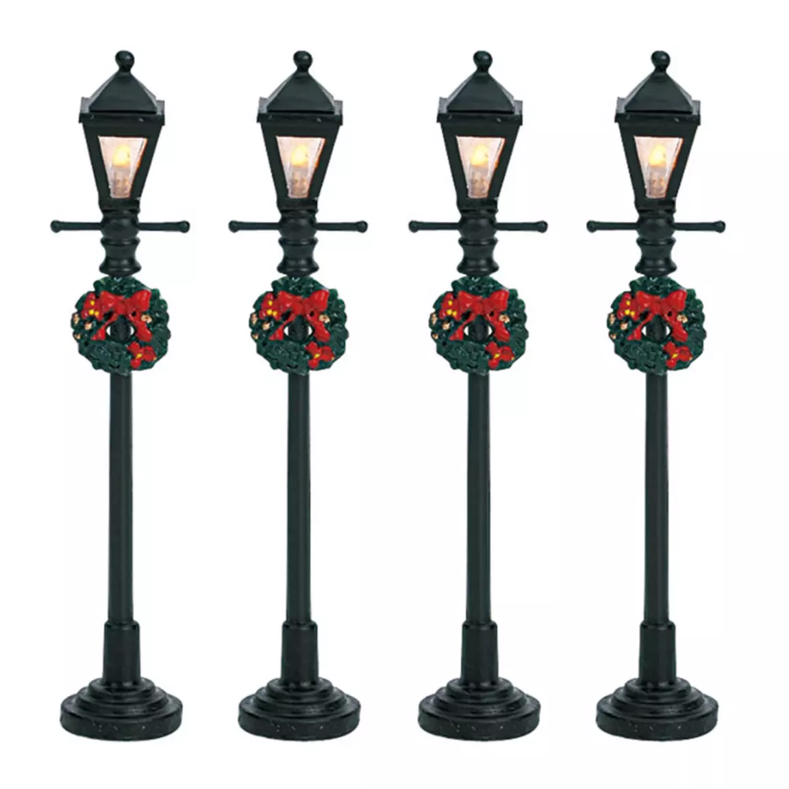 Accessoire Lemax (H10 cm) Lot de 4 réverbères lumineux à piles