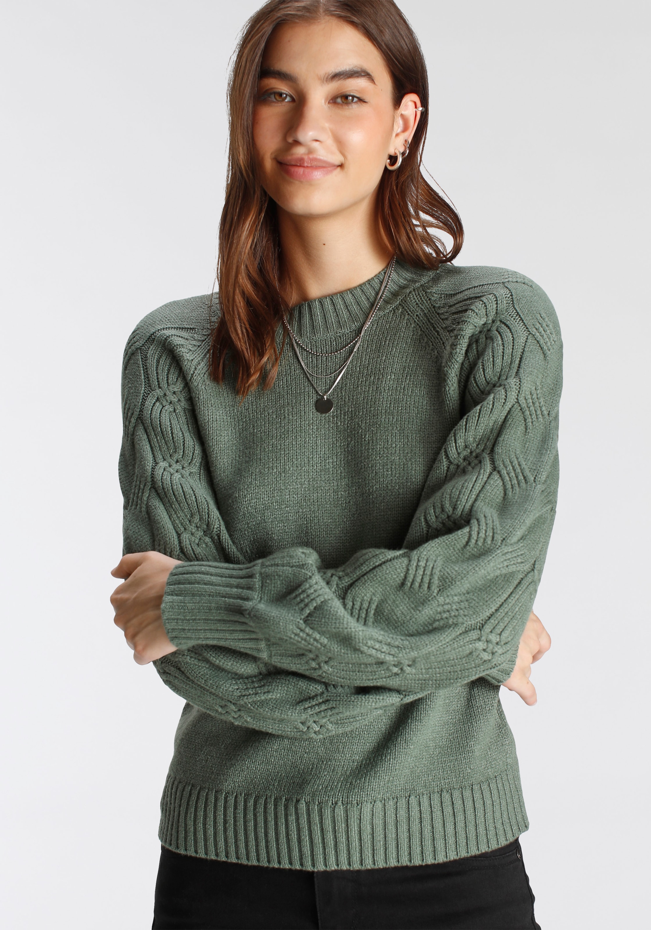 Tamaris Strickpullover , mit Rundhals-Ausschnitt und Zopfmuster
