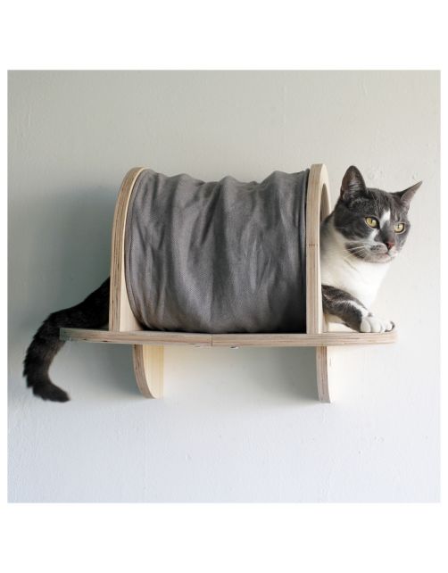 All For Paws Skywalk - Grooming Hideaway Tunnel - Wandkrabpaal - 28x13x29 cm Grijs