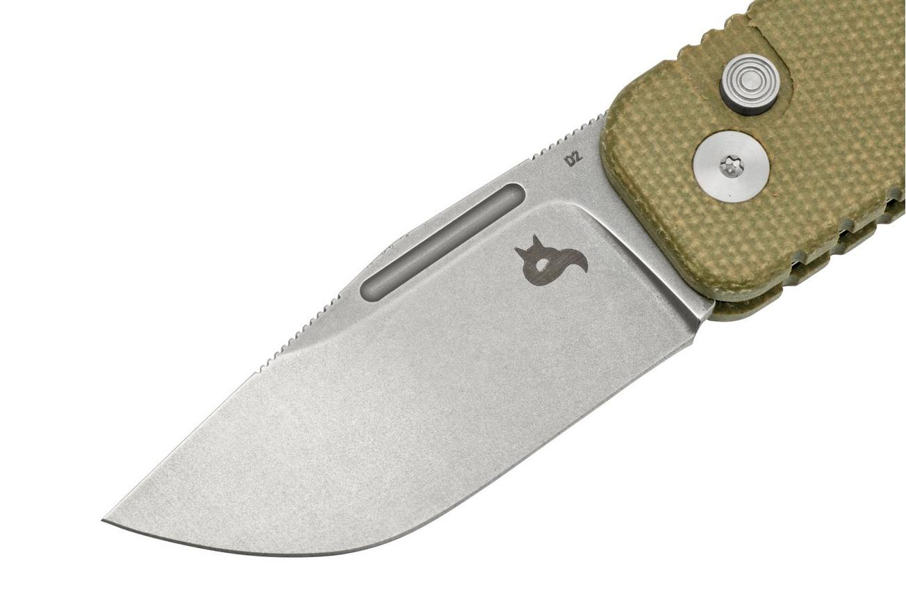Black Fox NU-BOWIE, Stonewashed D2 Blade, OD Green Micarta zakmes