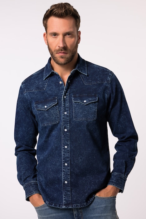 JP 1880 Jeanshemd FLEXNAMIC®, Denim, Langarm, Kentkragen, Modern Basic Fit, bis 8 XL