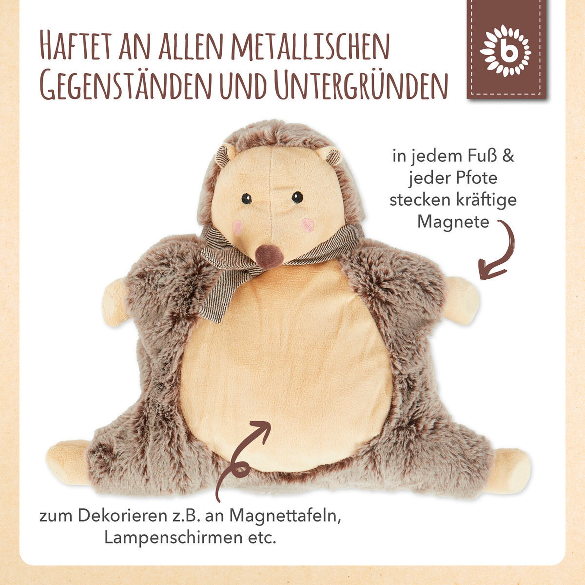 Bieco Plüsch Kuscheltier Igel mit Magneten - ab Geburt Braun