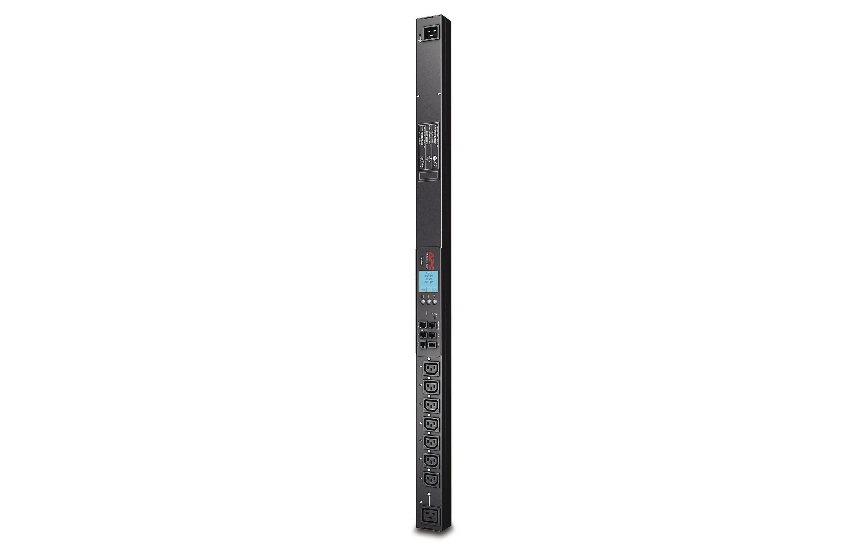 Zero-U-Space PDU AP8958EU3 7x C13, 1x C19 16 A<br>Monitored Rack-Stromleiste, 7x C13, 1x C19