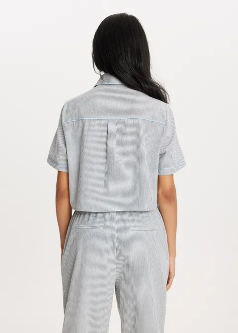 Gestreepte blouse met korte mouwen blauw (BLW.D)
