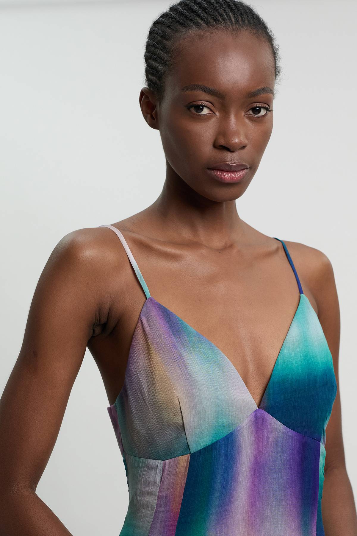 KarenMillen Robe Midi Tissée À Imprimé Flou Avec Bretelles En Georgette Crêpée Petite Taille
