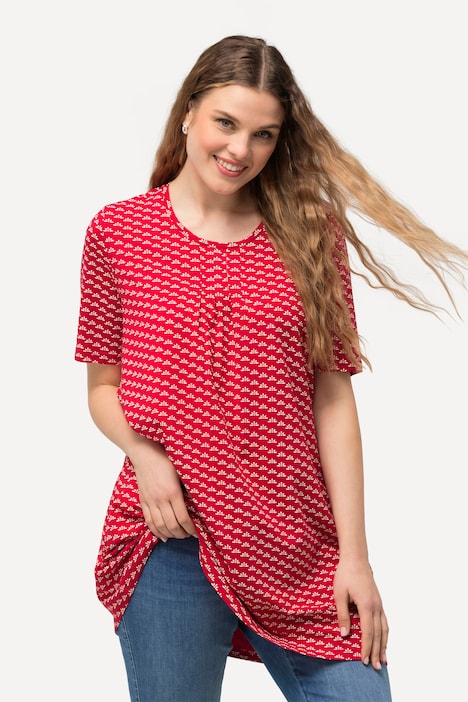 T-Shirt, gemustert, A-Linie, Rundhals, Halbarm