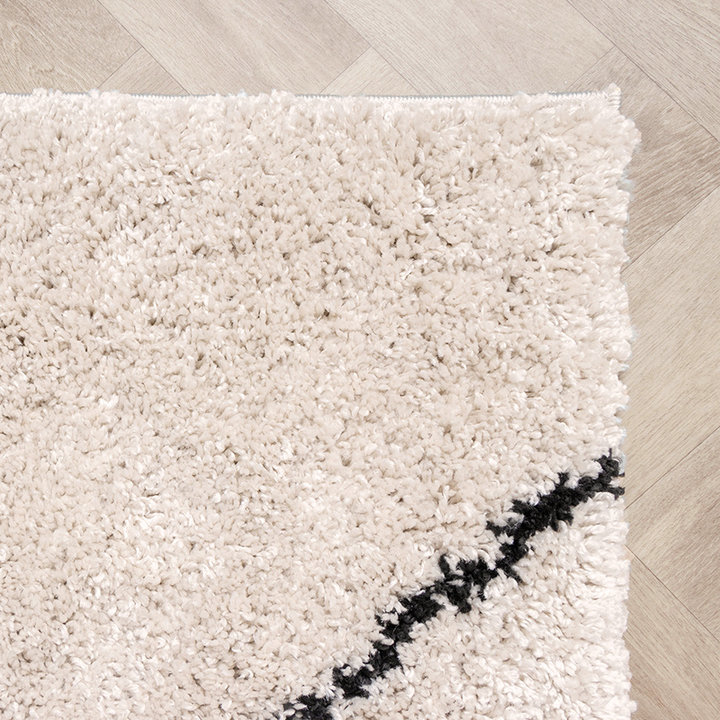 Hoogpolig vloerkleed - Sensa Pair Creme/Zwart | Extra vol!