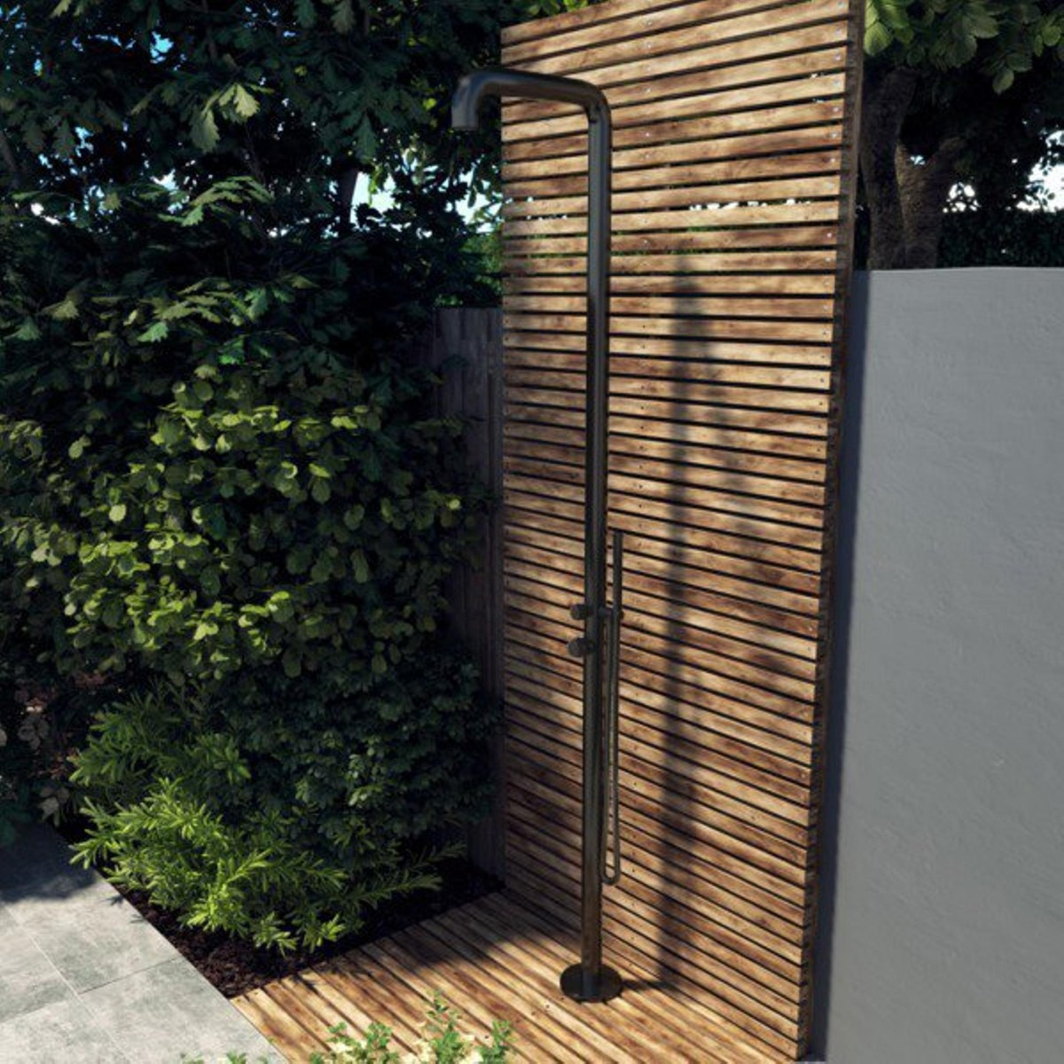 FortiFura Outdoor Original vrijstaande buitendouche met handdouche zwart mat