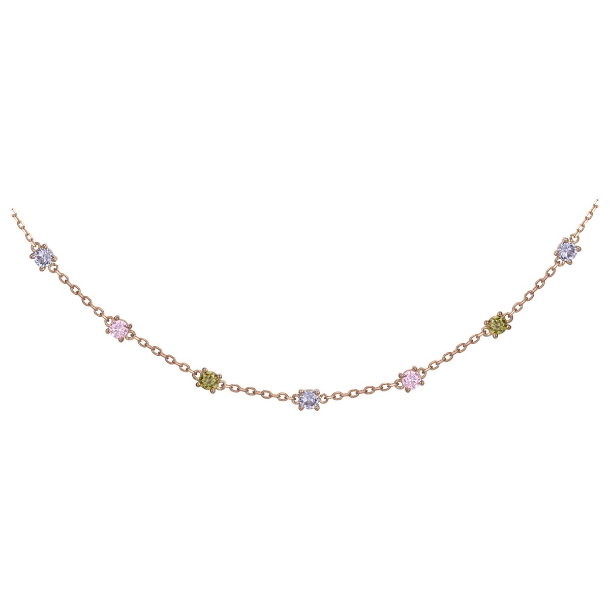 Collier multi-motifs en Plaqué Or avec oxyde de zirconium multicolore