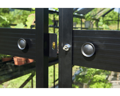 Halls Blockley 810 kas, 3 mm veiligheidsglas met fundering, 256 x 317 cm, zwart