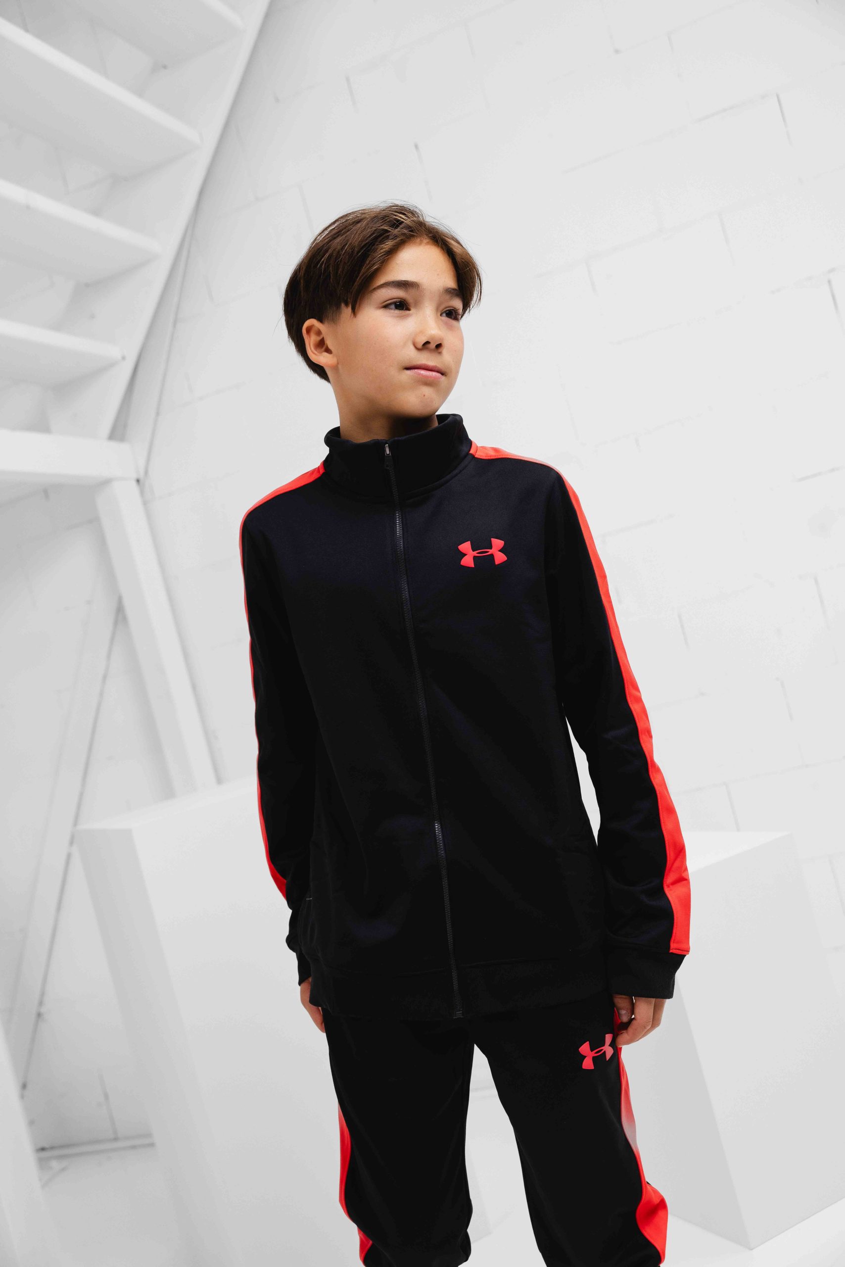 Under Armour Rival Knit Trainingspak Kids Zwart/Rood