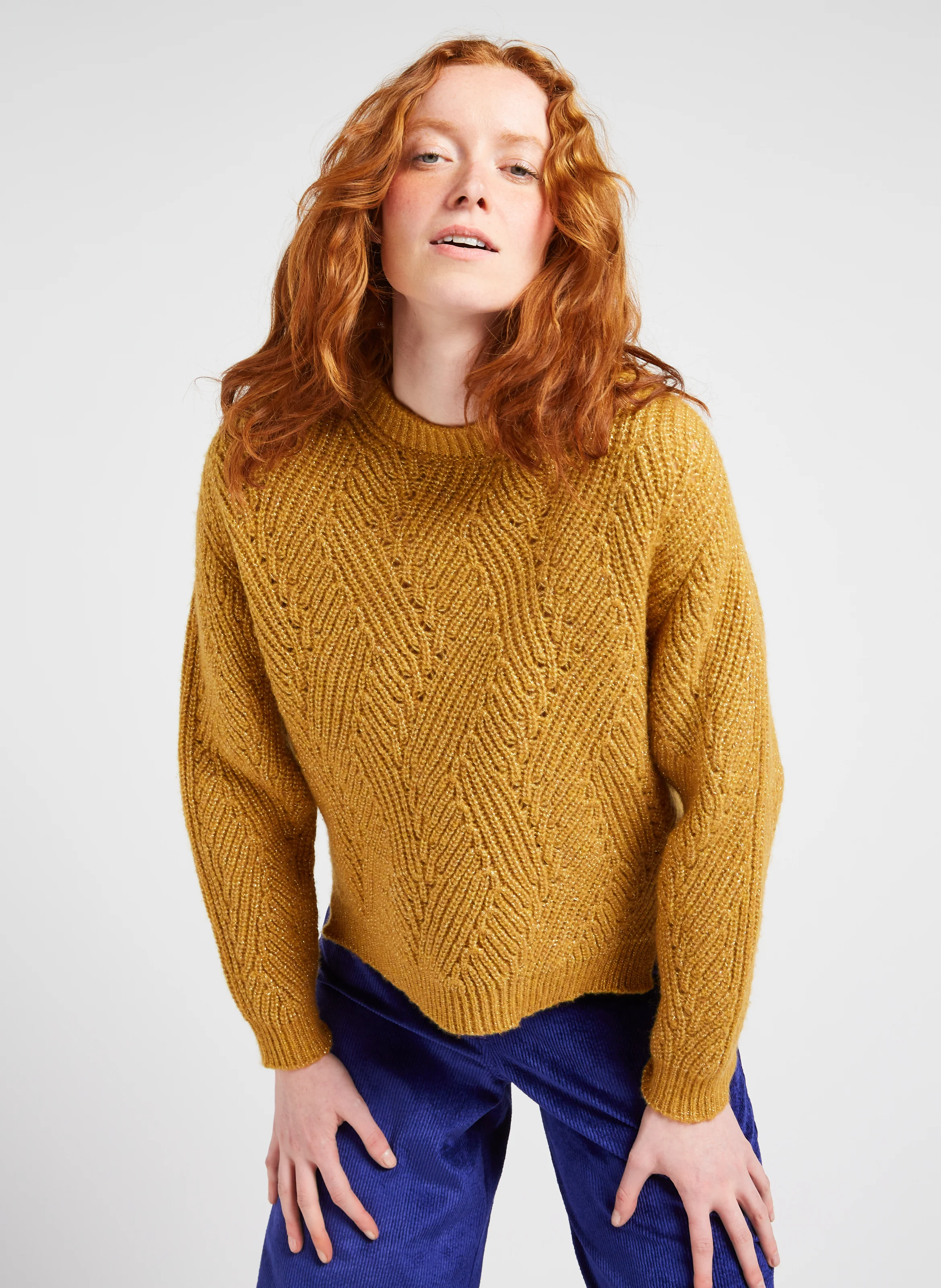 OITA - Pull grosse maille en laine mélangée| Jaune