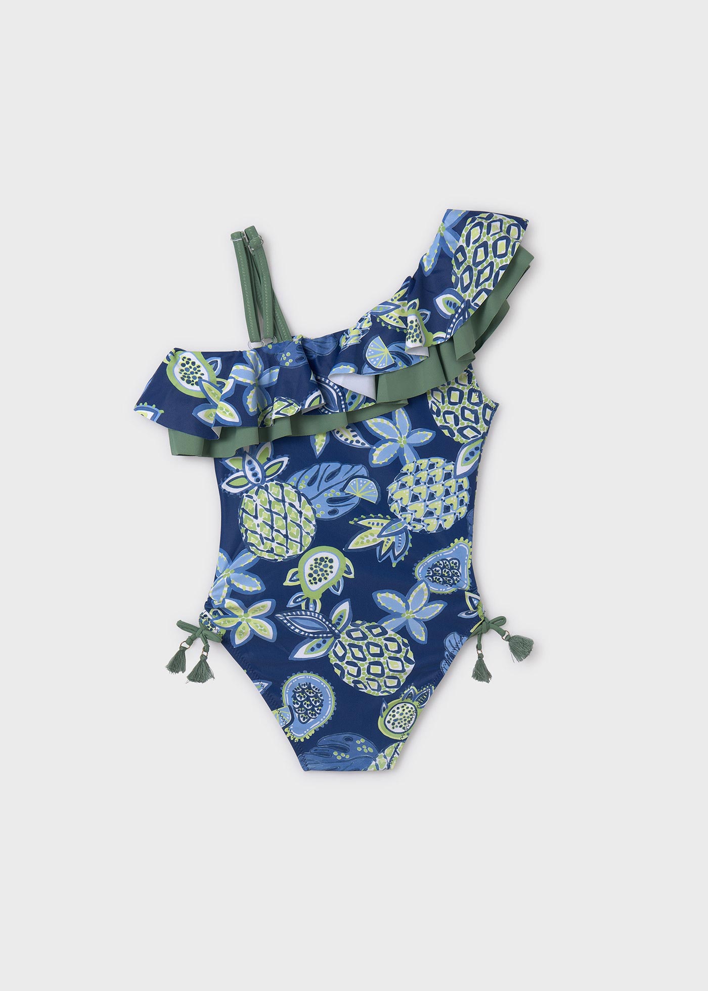 Maiô assimétrico com babado para meninas