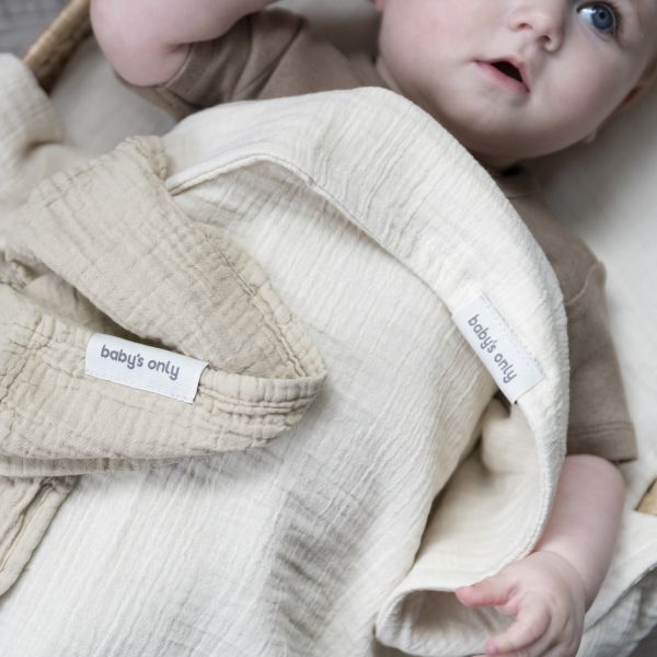 Baby's Only Tender Hydrofiele Doek – Beige/Wit – 115 x 115 cm – 2-Pack