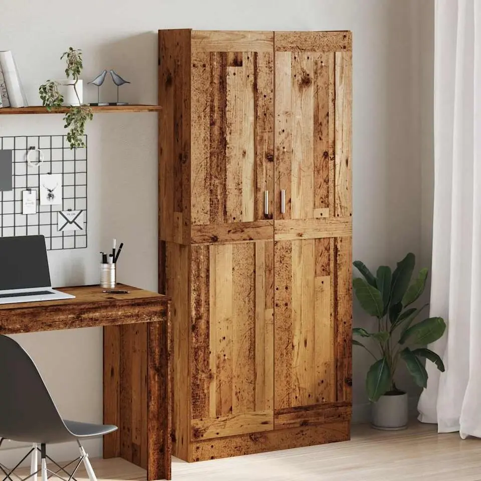vidaXL - Boekenkast met schappen en 2 deuren - Oud hout - 82.5x30.5x185 cm