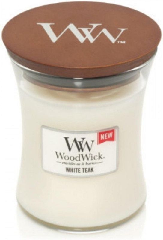 WoodWick Geurkaars Mini White Teak 85 gr