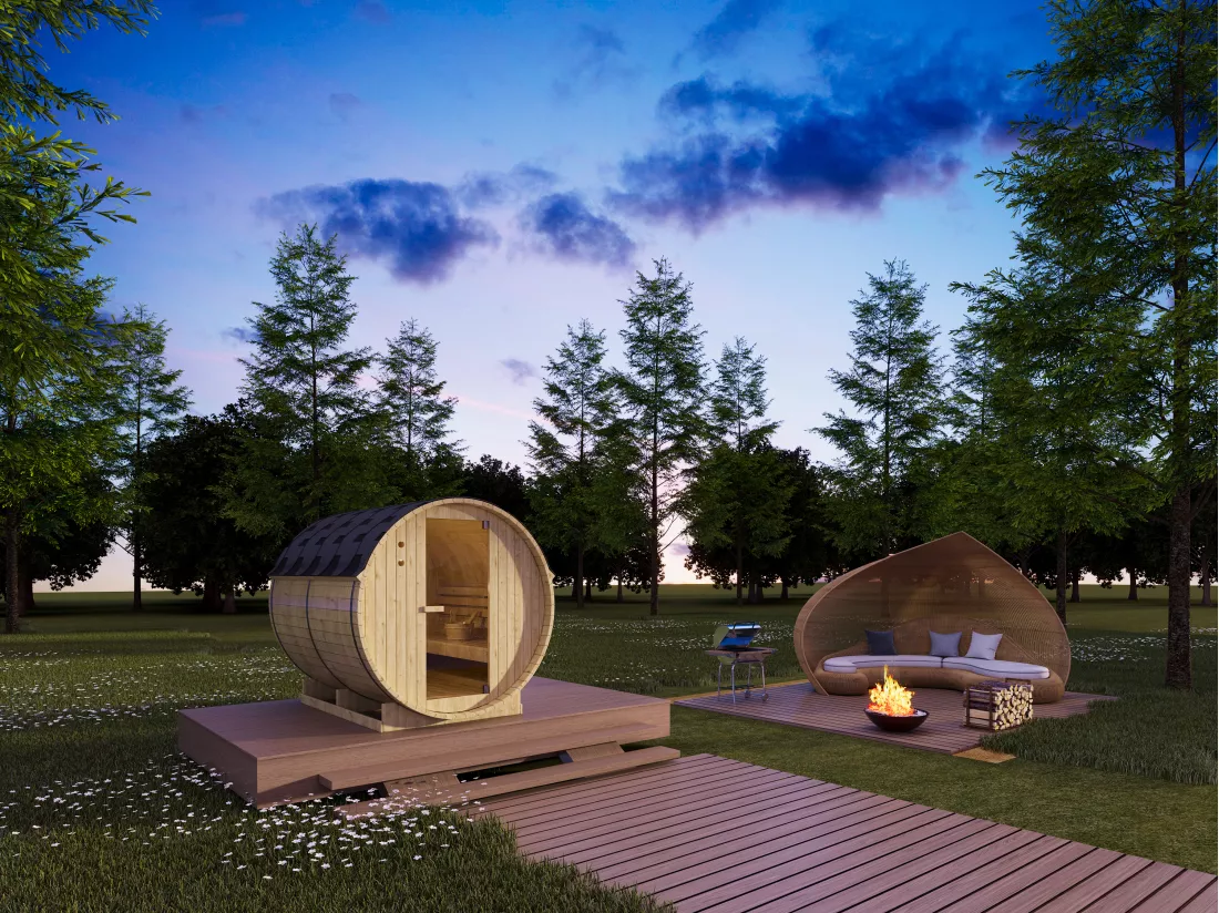 Sauna d'extérieur 6 places - L185 x P220 x H190 cm - ISOKYRO