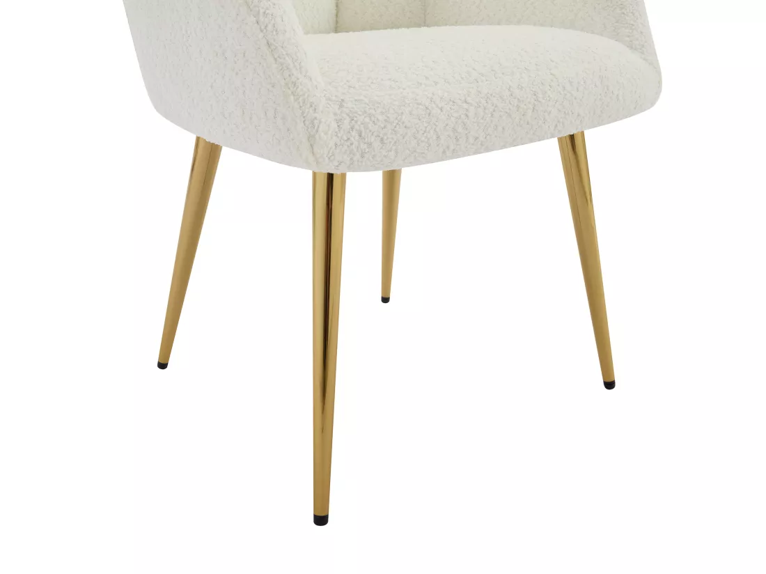 Lot de 2 chaises avec accoudoirs - Tissu bouclette et métal doré - Blanc - PEGA de Pascal MORABITO