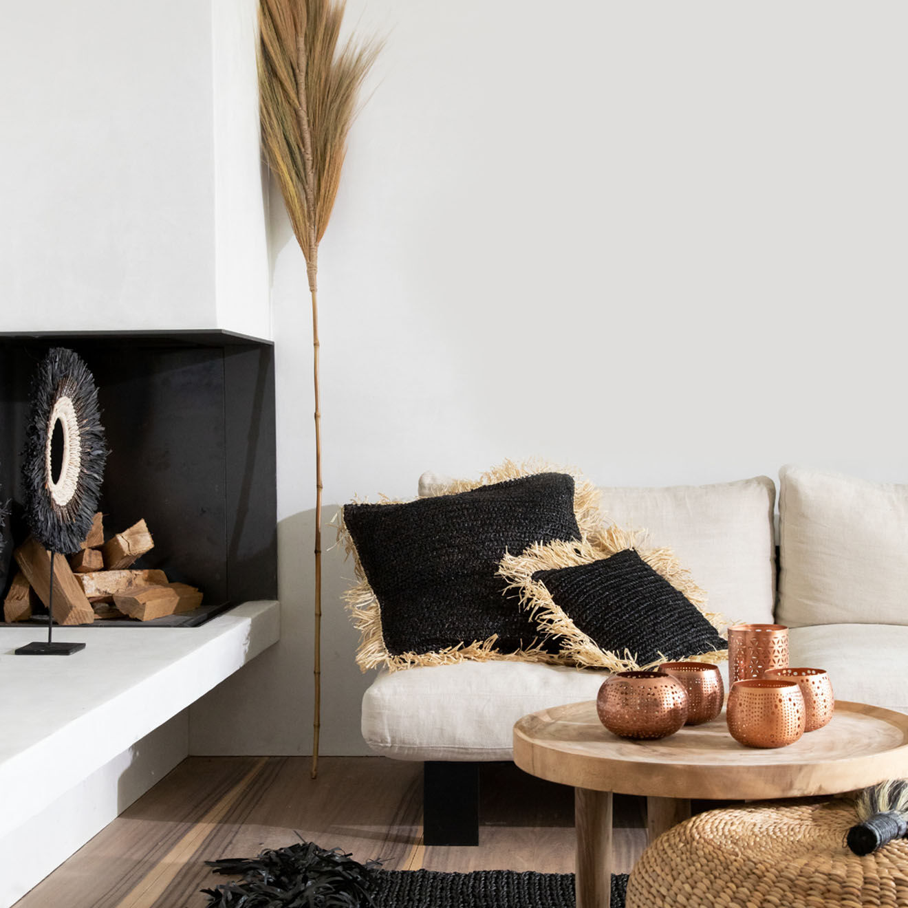Bazar Bizar Pouf en Jacynthe d'eau naturel - D.60xH.30 cm