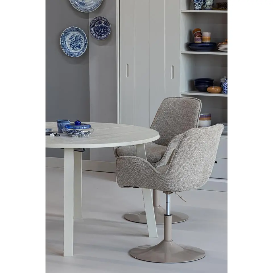 WOOOD Janne Uitschuifbare Eettafel Rond 120Ø cm - Eiken - Dakargrau