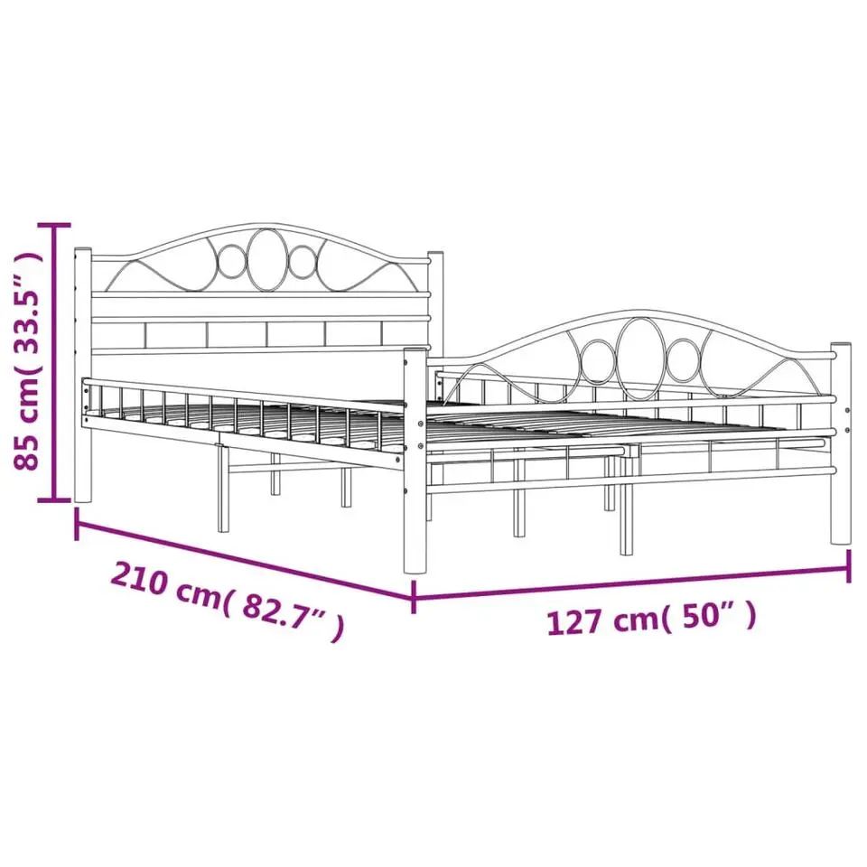 vidaXL - Bed frame met hoofdiende - zwart - Staal - 120x200 cm