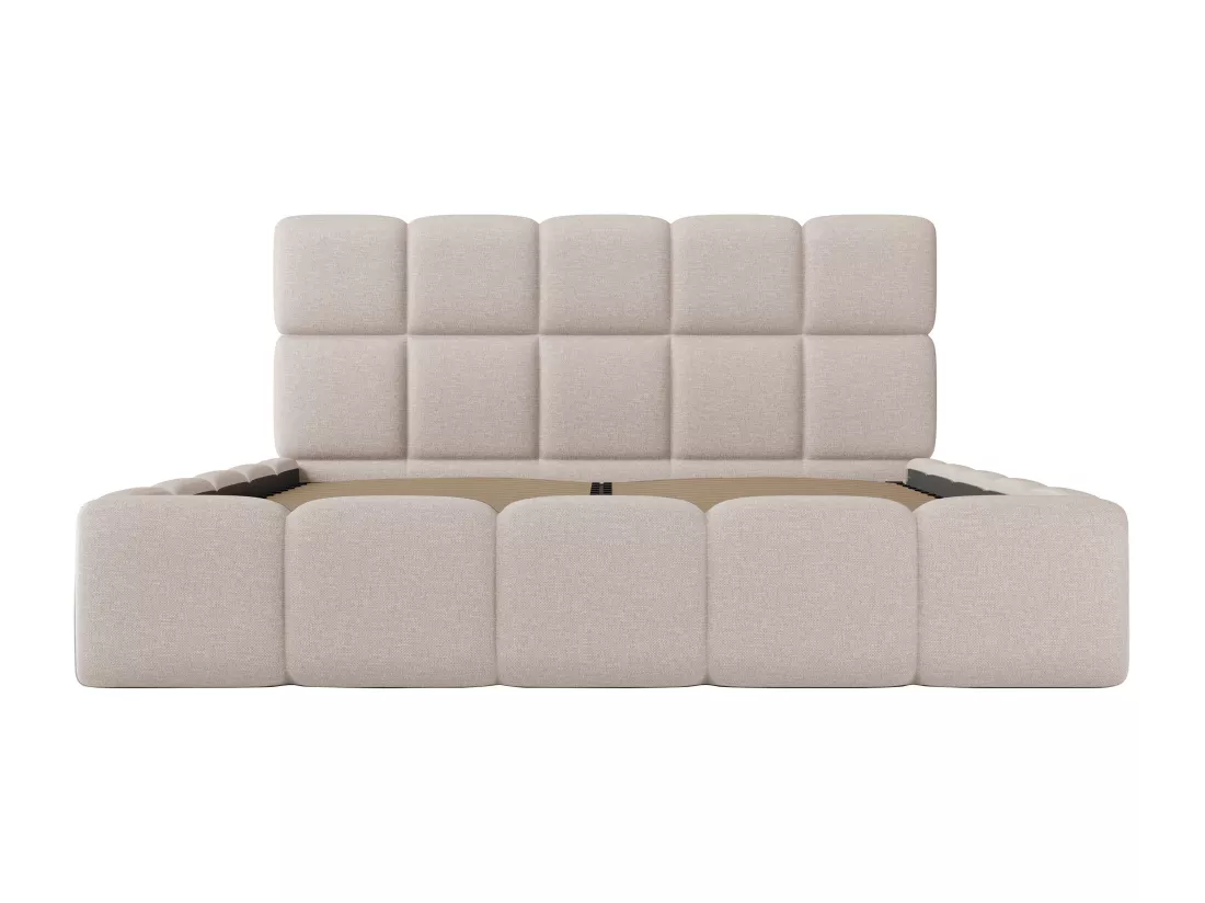 Lit coffre 180 x 200 cm - Tissu chiné - Beige - DAMADO II de Pascal Morabito