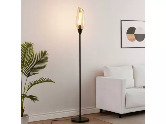 Grande lampe abat-jour verre ambré - Barletto