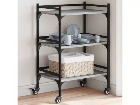 Chariot de cuisine sonoma gris 50x35x75,5 cm bois d'ingénierie