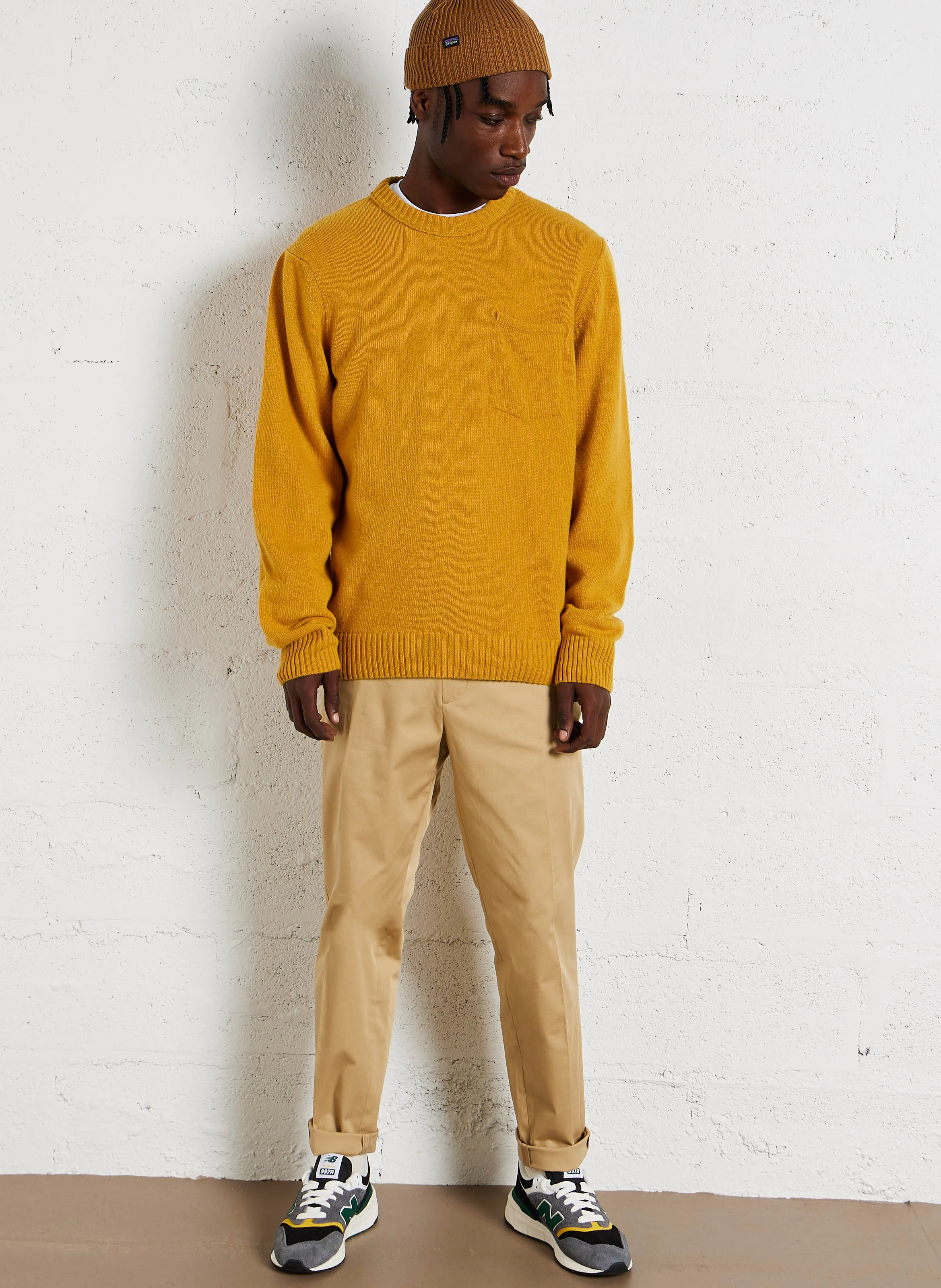POCKET - Pull col rond droit en laine mélangée | Orange