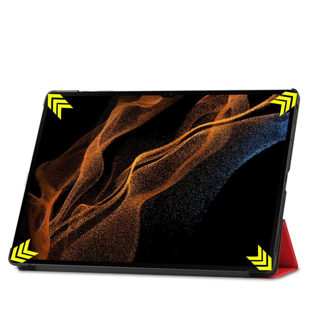 Samsung Galaxy Tab S10 Ultra Flipcase Hülle Ledertasche mit Aufstellfunktion Litchi Look   S-Pen Halterung - Rot