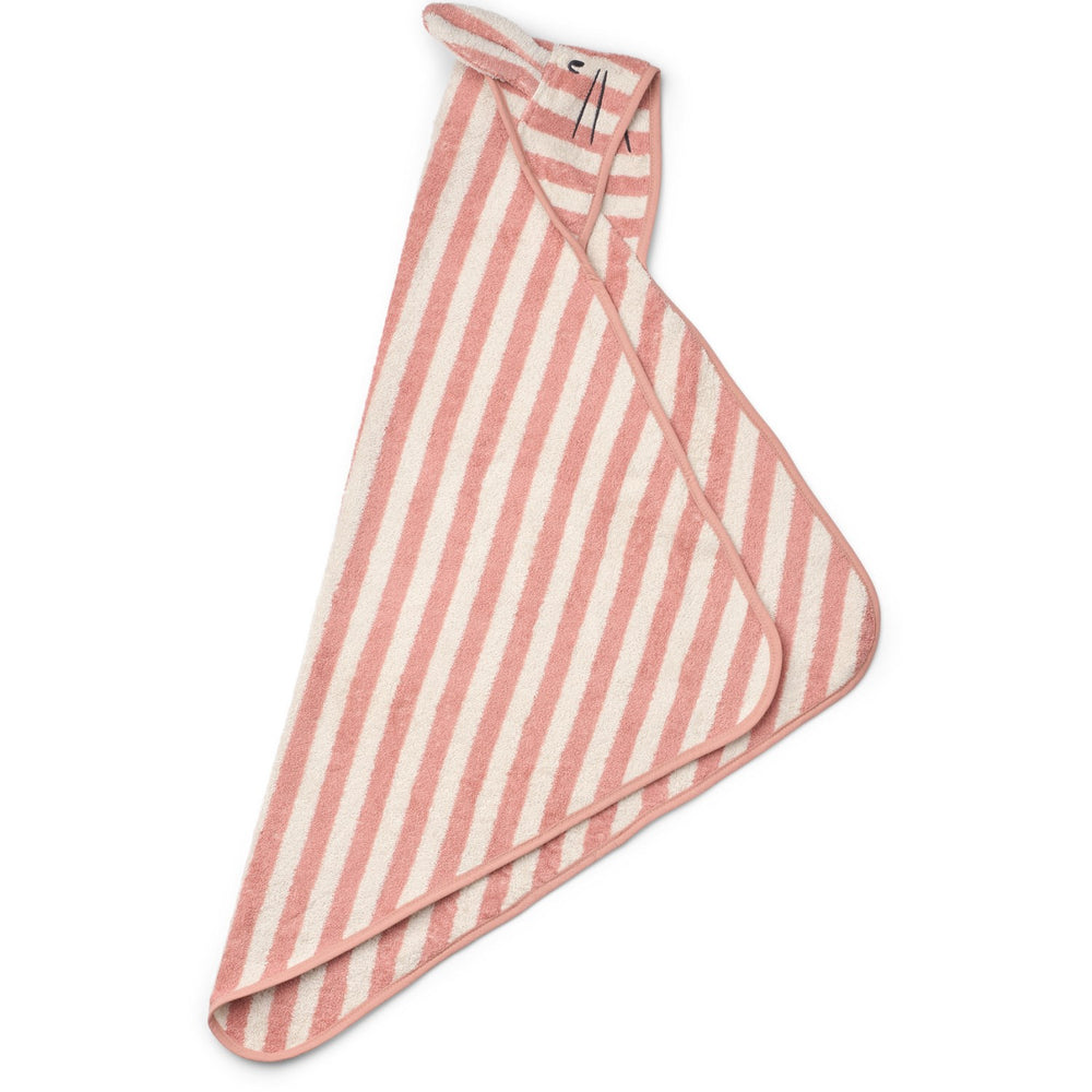 Køb LIEWOOD Coral Blush / Creme De La Creme Stripe Albert Hooded Håndklæde