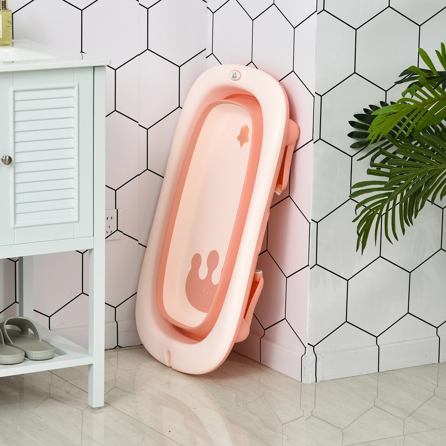 HOMCOM Ergonomische Babybadewanne zum zusammenklappen rosa