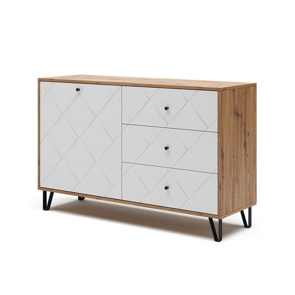 Vicco Sideboard Nizza 128 x 78 cm, Artisan Weiß, Wohnzimmerschrank