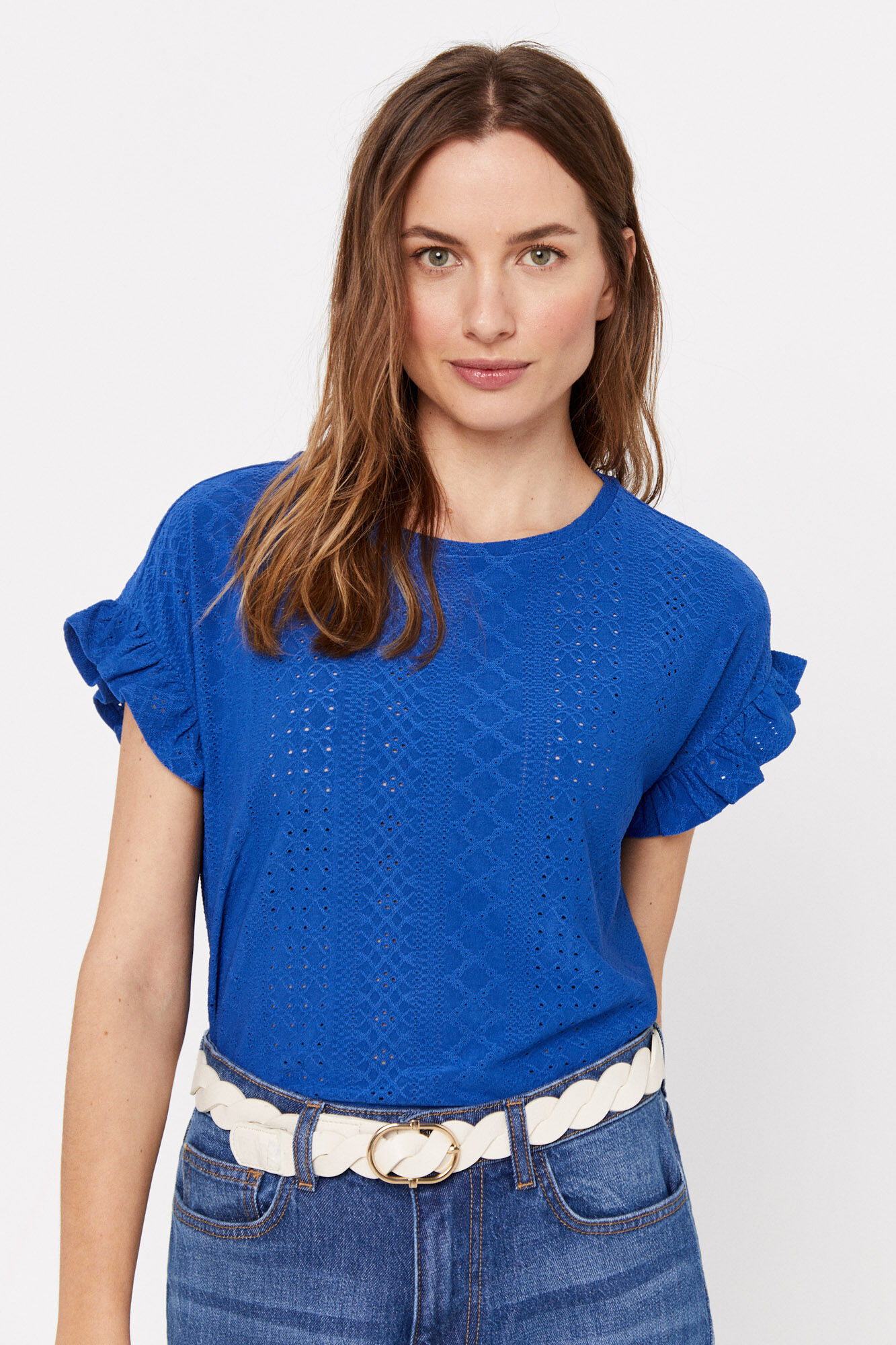 Camiseta com estrutura de malha - Azul escuro