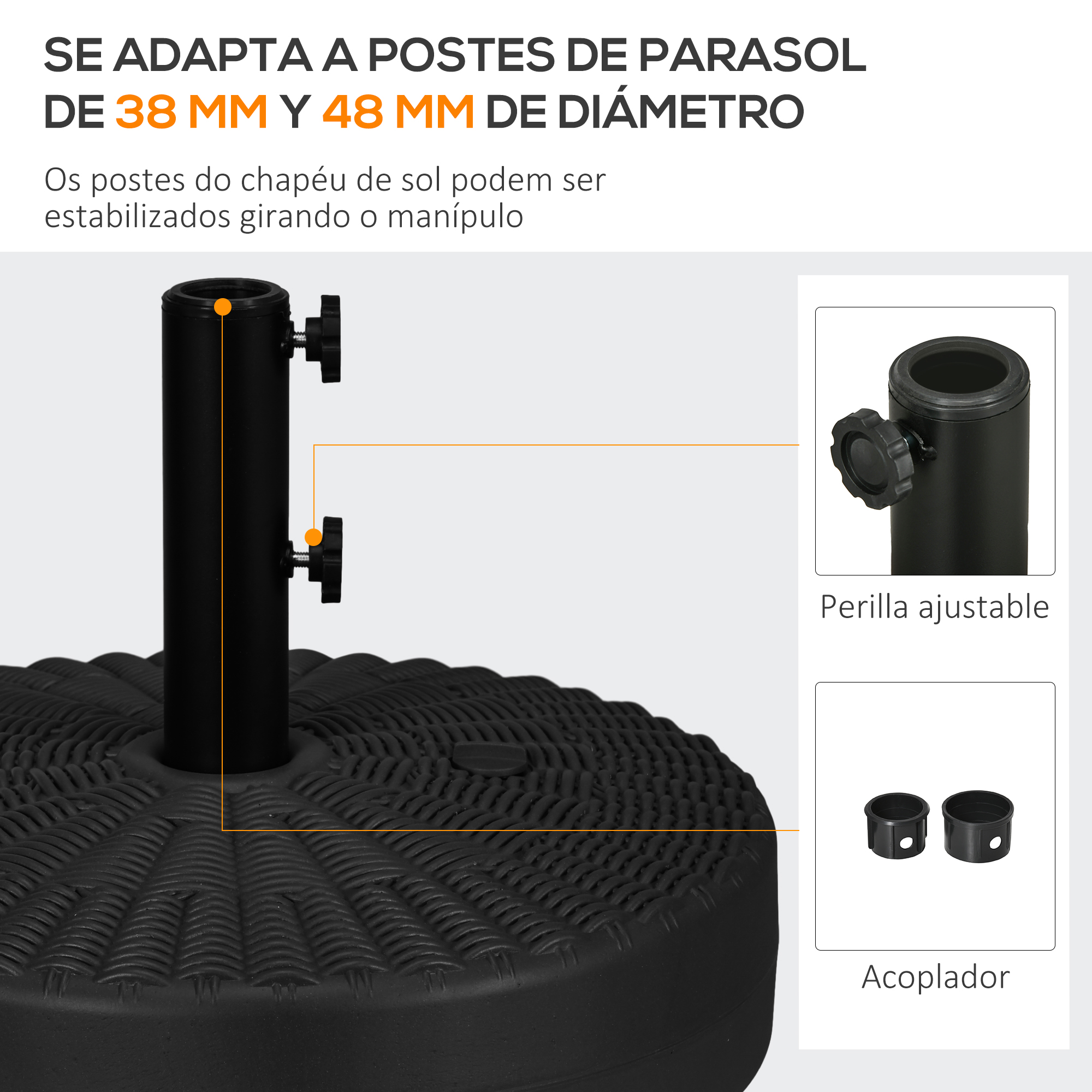 Outsunny Base de Sombrilla Negro