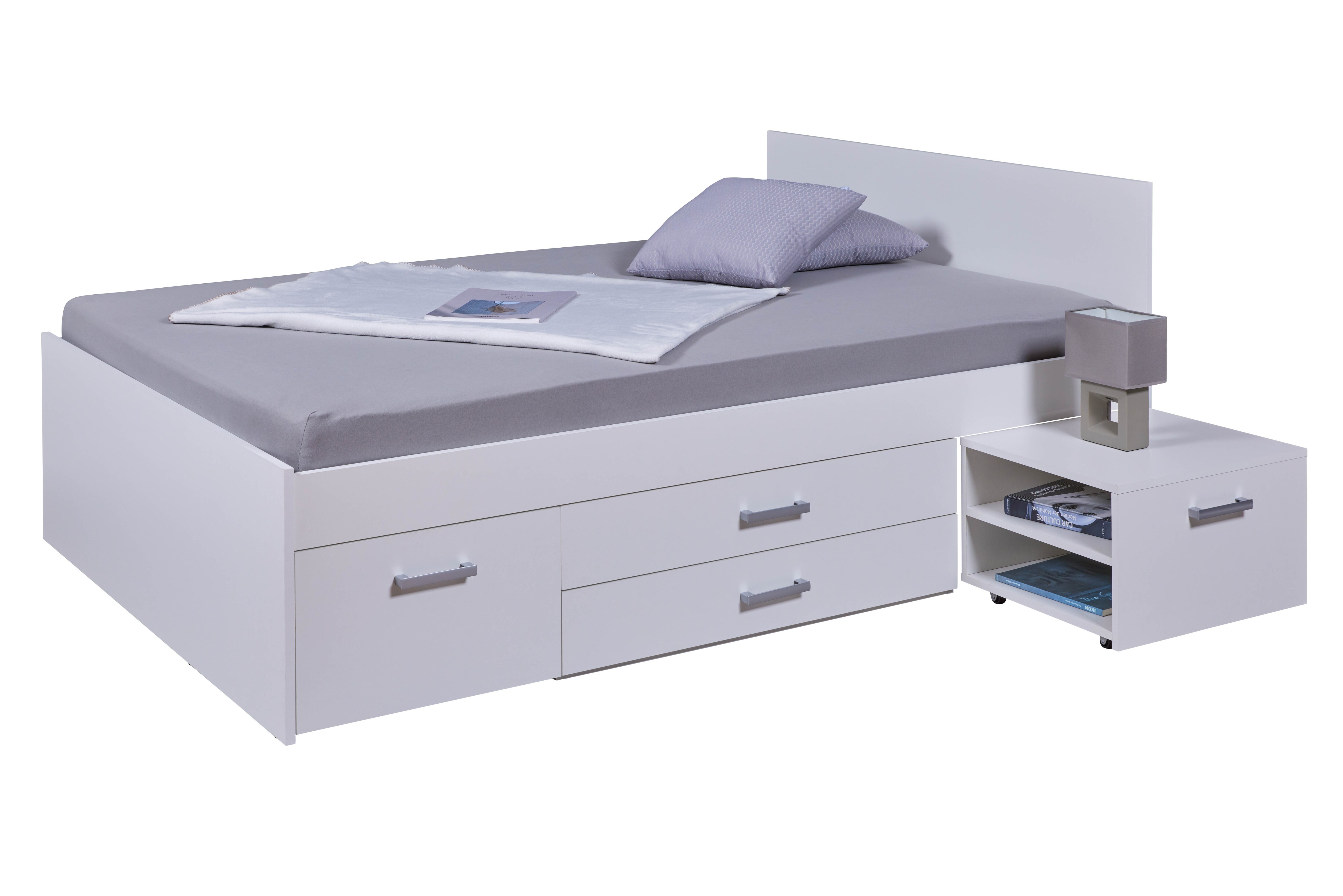 Inter Link Kinderbett Funktionsbett Ranya 140x200 cm inkl. 2 Nachtkommoden - Weiss