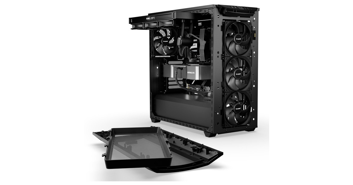 be quiet!SHADOW BASE 800 midi tower behuizing  (Zwart | 2x USB-A | 1x USB-C | Tempered Glass)