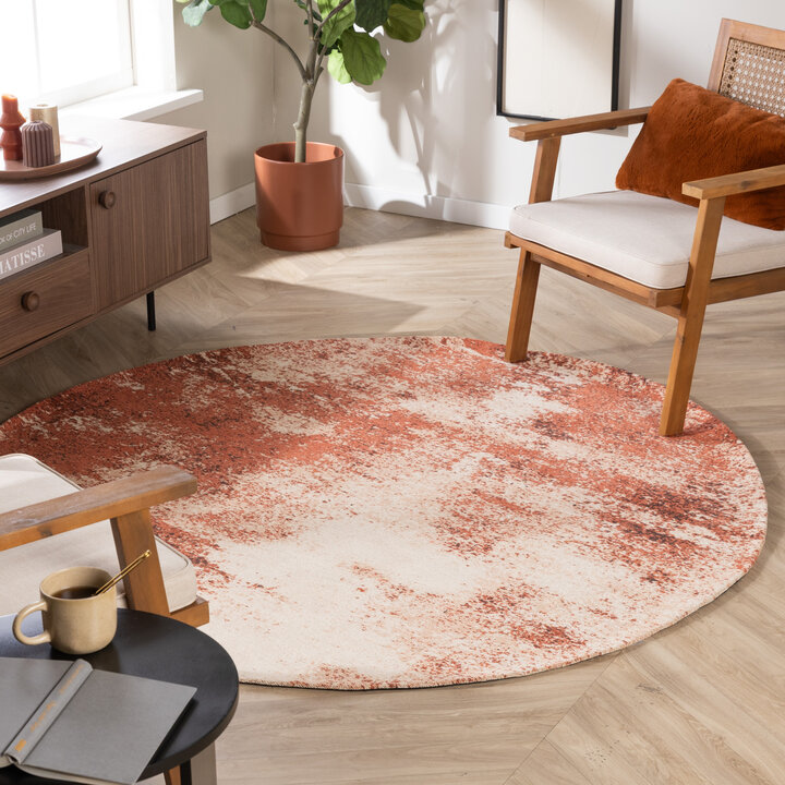 Rond abstract vloerkleed - Candice Terracotta