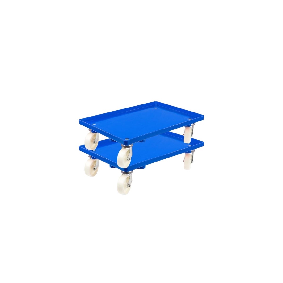 PROREGAL Voordeelset 2x Transportwagens voor Euroboxen 60 x 40 cm met Kunststof Wielen, Blauw, Gesloten Dek, 4 Zwenkwielen, Draagvermogen 300 kg