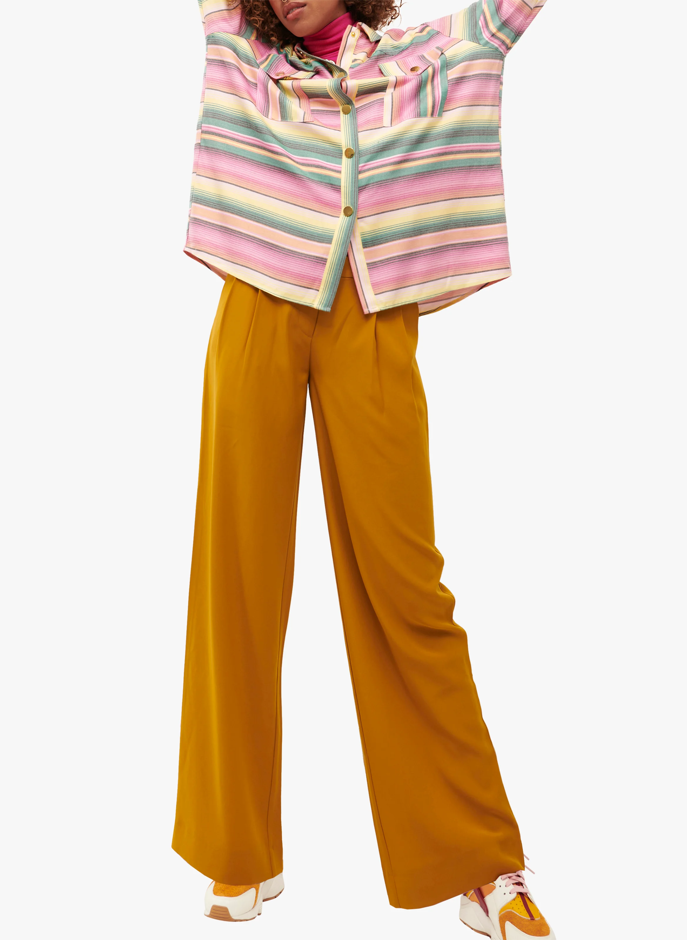KATE - Pantalon fluide taille haute| Marron