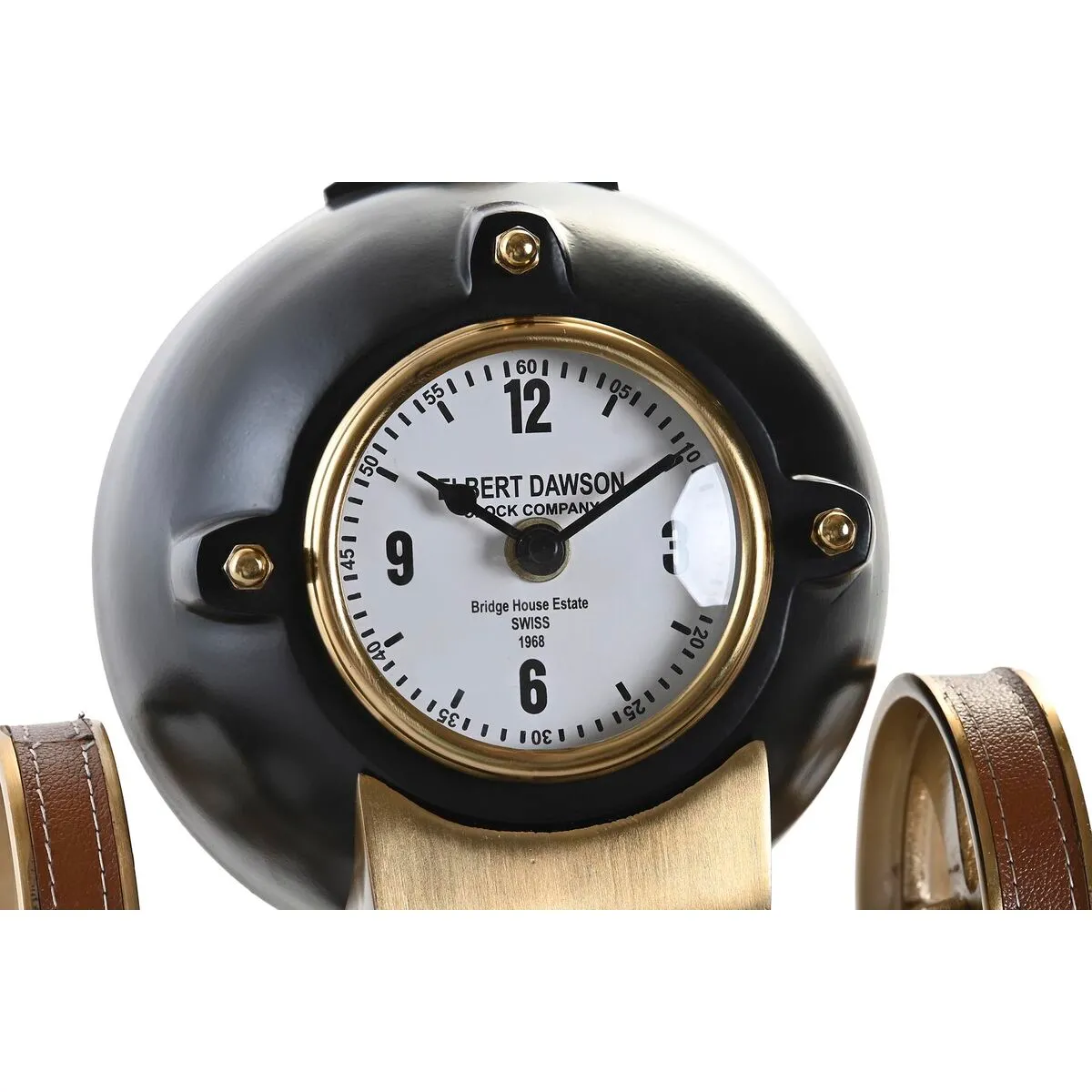 DKD Home Décor Horloge Table Noir Doré 21 cm