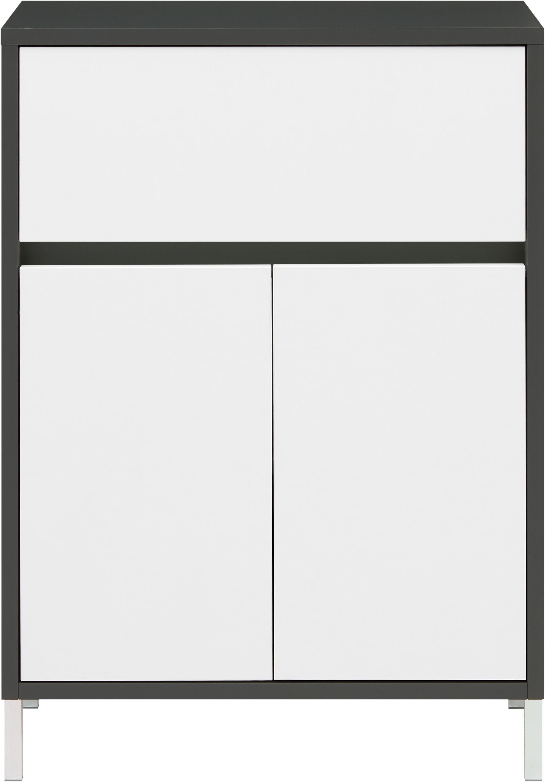 SIERRA Beistellmöbel - Anthrazit / Weiss / B: 60.0 cm x T: 35.0 cm x H: 84.3 cm