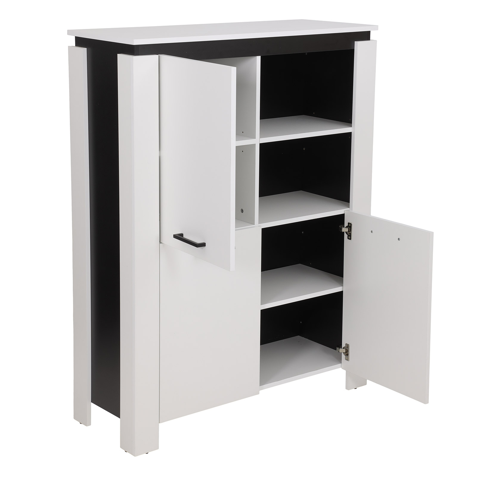 Highboard - schwarz-weiß - 3 Türen - 100 cm