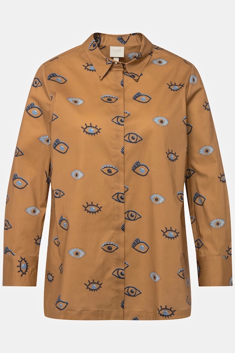 Bluse, Augen, Hemdkragen, Langarm, Biobaumwolle