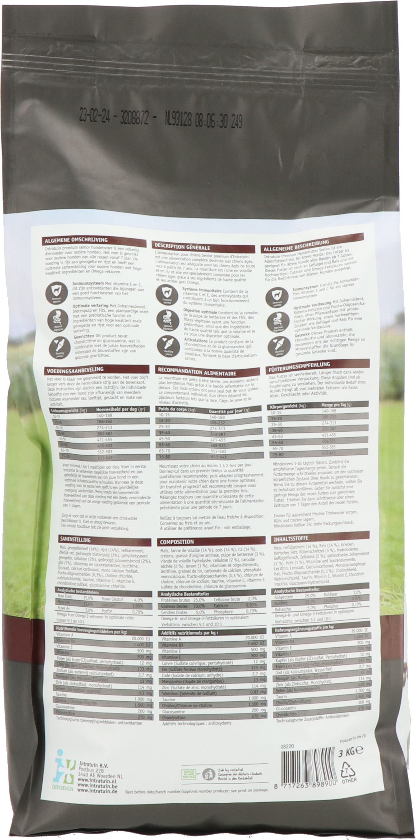 Intratuin Premium hondenvoeding senior 3 kg